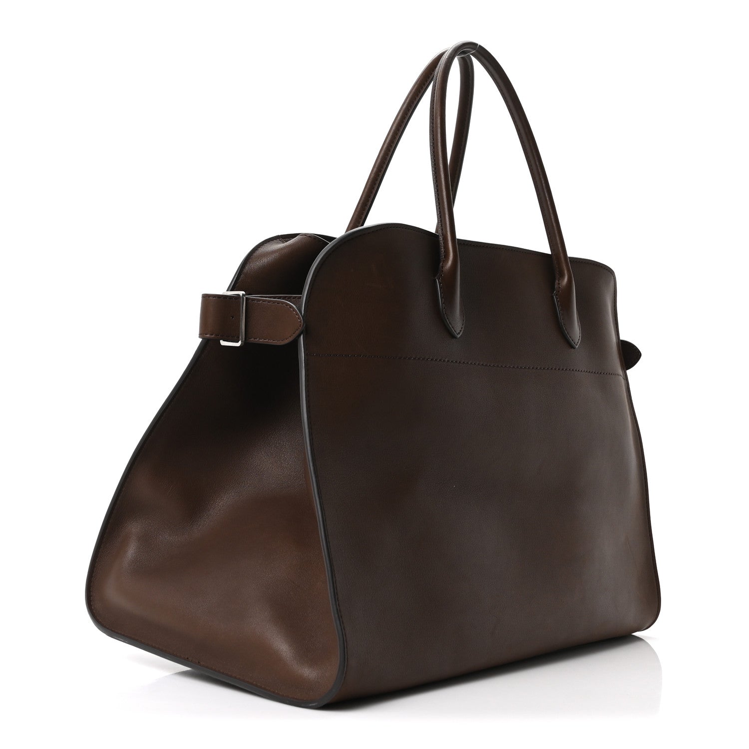The Row Polished Saddle Calfskin Soft Margaux 17 Dark Brown 2 of 8