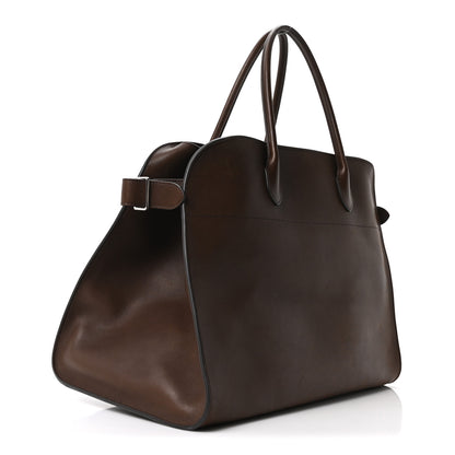 The Row Polished Saddle Calfskin Soft Margaux 17 Dark Brown 2 of 8