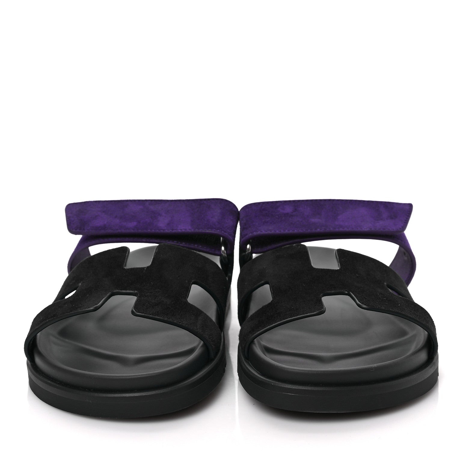 Hermes Suede Goatskin Womens Chypre Sandals 37.5 Marine Violet Majorette 2 of 7