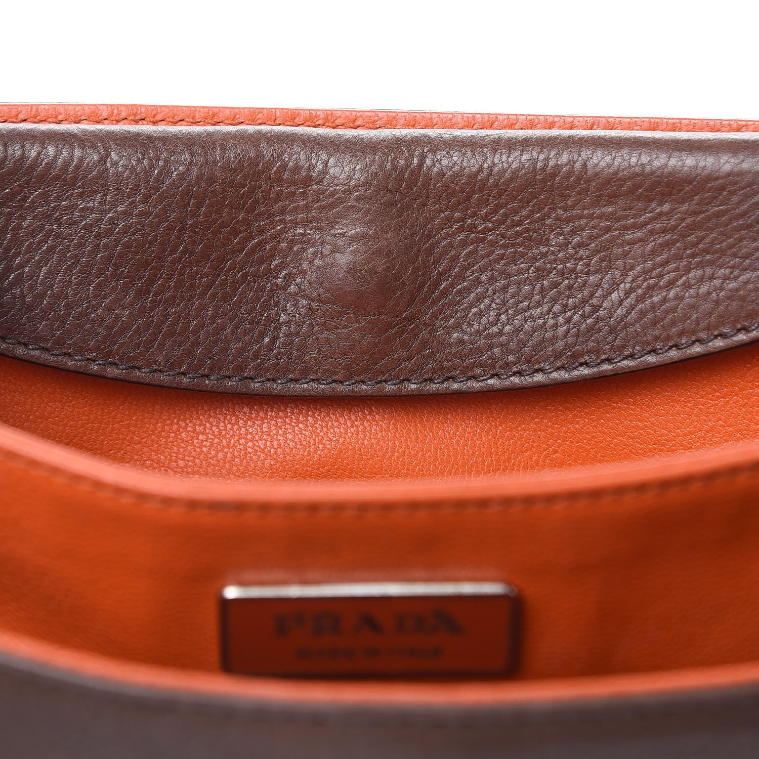 Prada Glace Calfskin Studded Detachable Clutch Shoulder Bag Bruciato 14 of 15