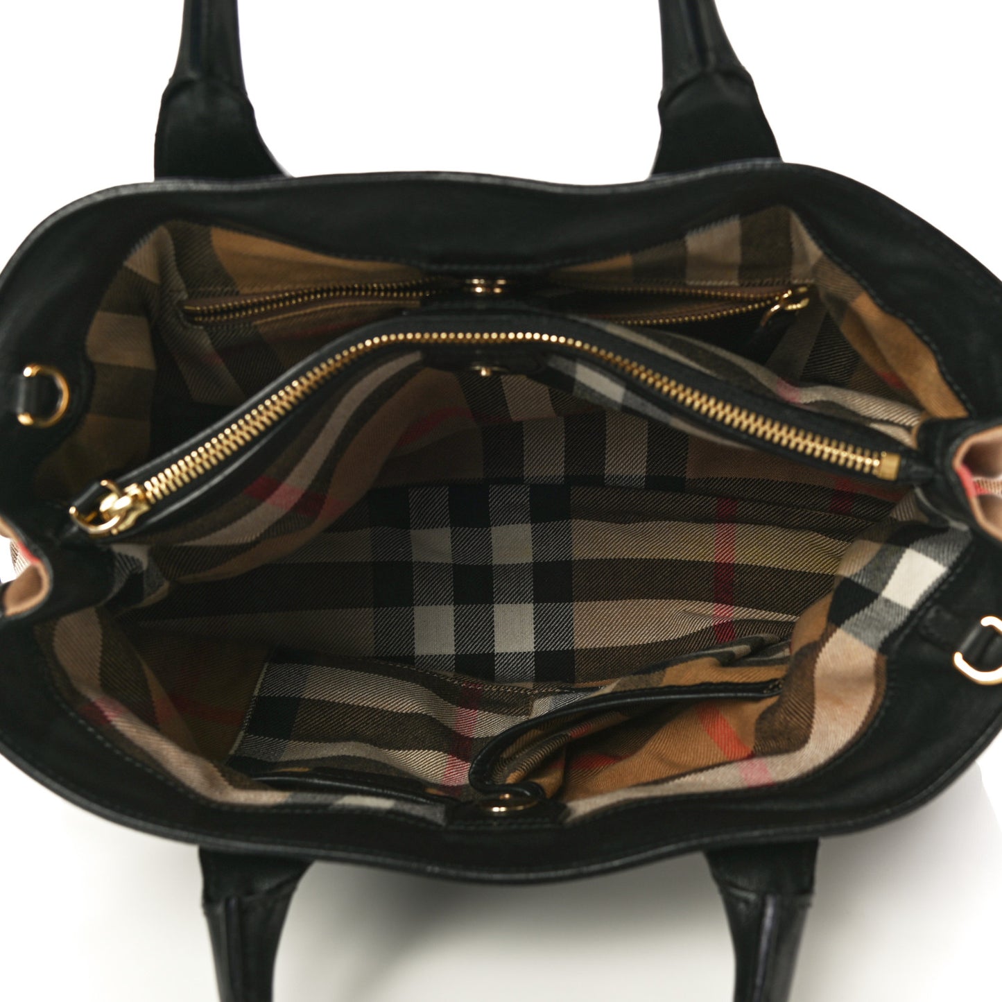 Grainy Calfskin House Check Medium Banner Tote Black