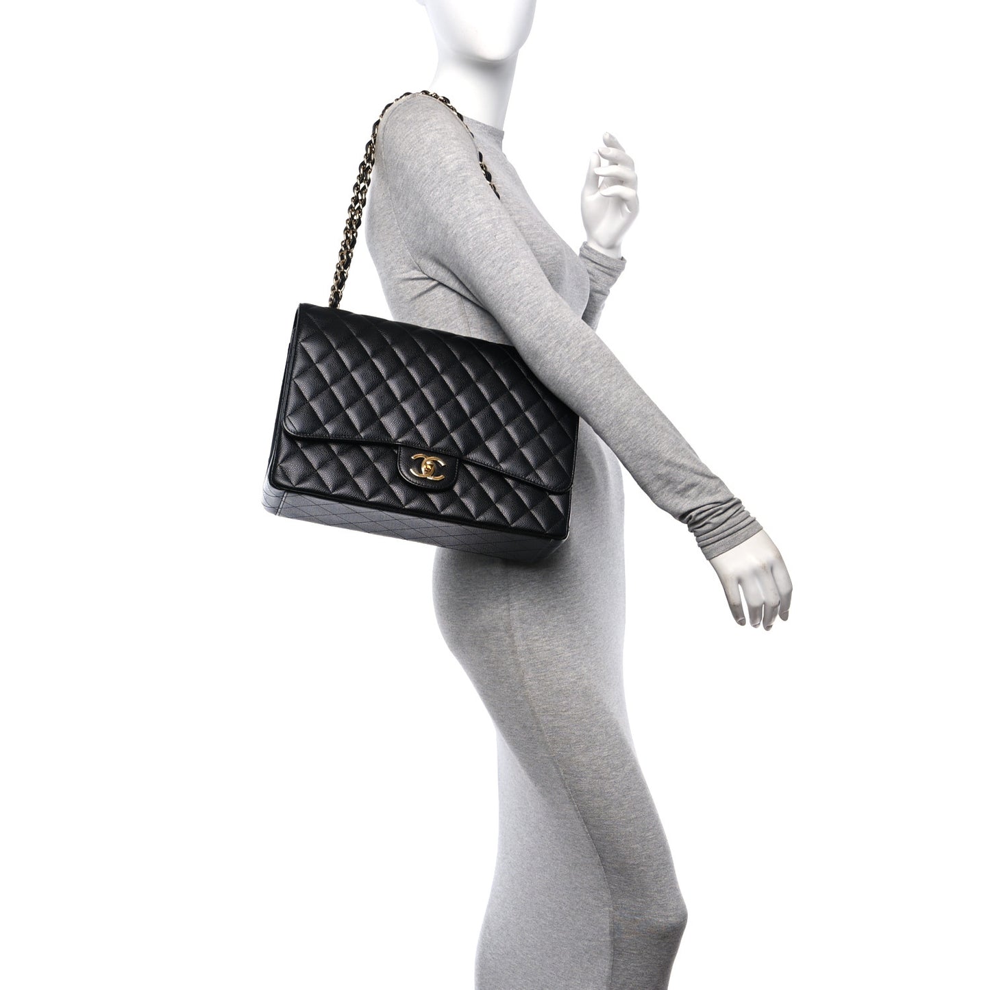 Caviar Quilted Maxi Double Flap Black