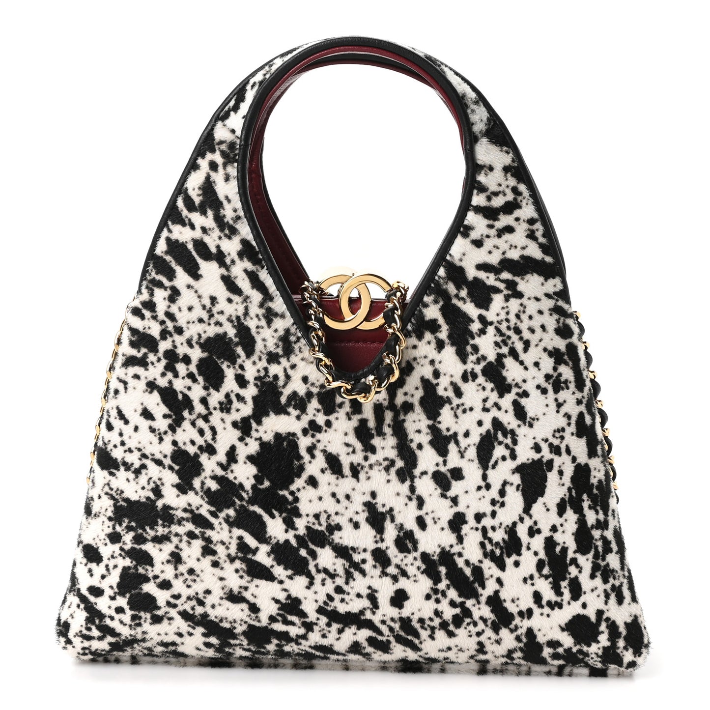 Pony Hair Printed Chic Lady Small Shopping Tote White Black