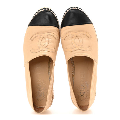 Chanel Lambskin CC Espadrilles 37 Beige Black 2 of 11