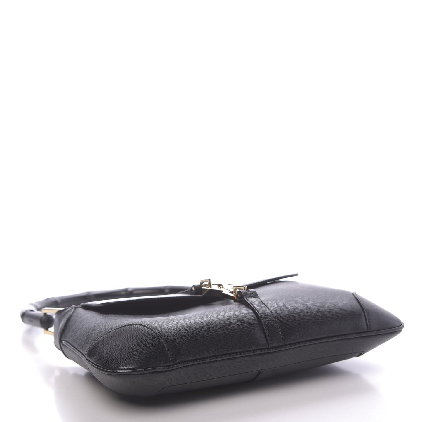 Calfskin Bamboo Handle Jackie O Hobo Black