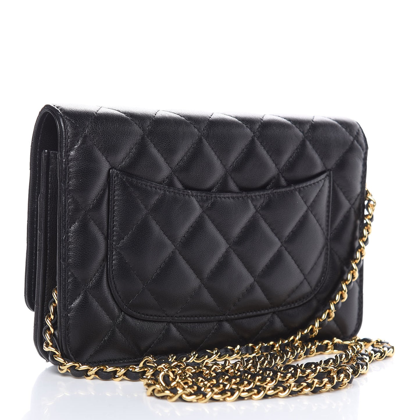 Lambskin Quilted Egyptian Amulet Wallet On Chain WOC Black