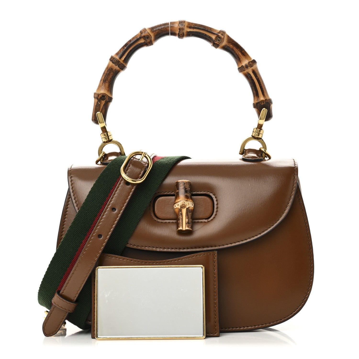 Gucci Boarded Dyana Lux Calfskin Web Small Bamboo 1947 Top Handle Bag Brown 3 of 11