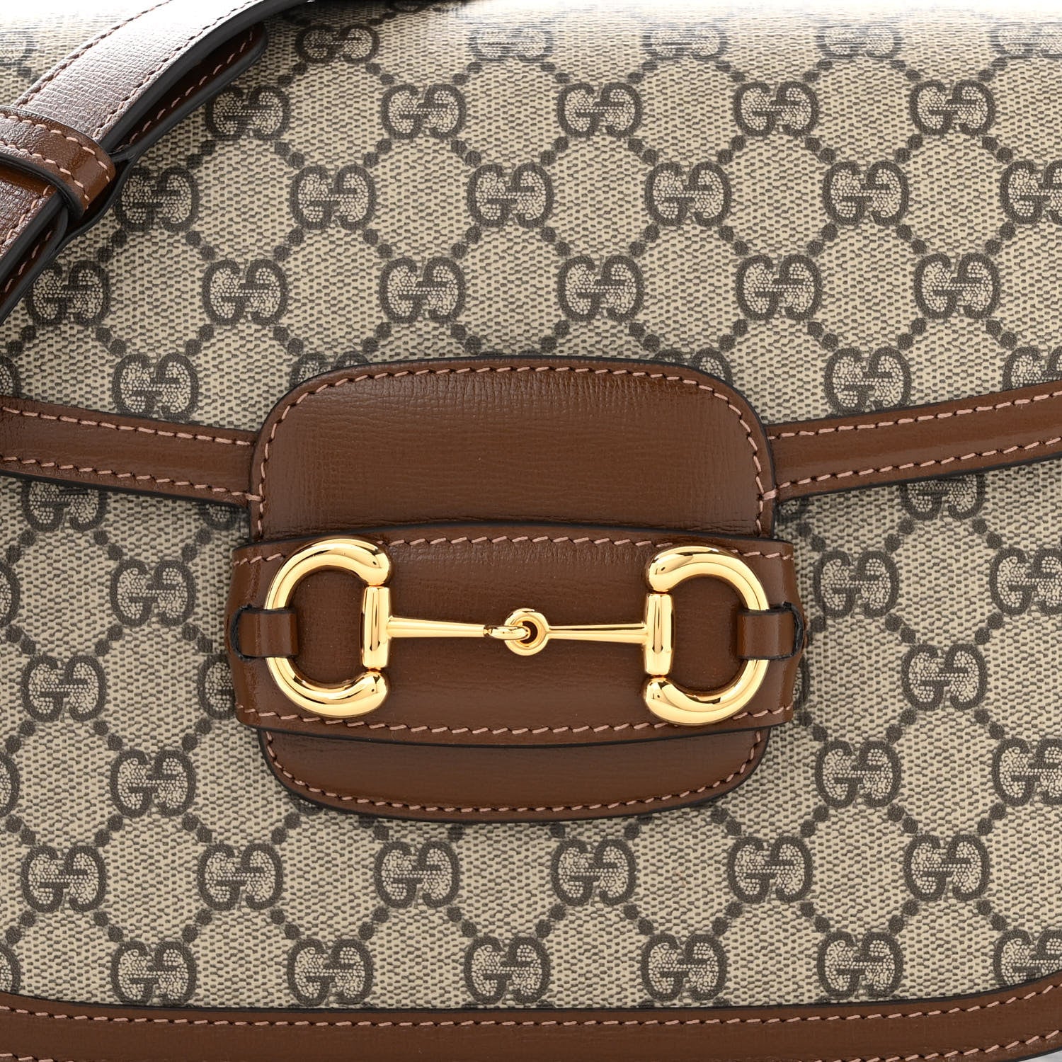 Gucci GG Supreme Monogram Horsebit 1955 Shoulder Bag Beige Brown Sugar 8 of 10