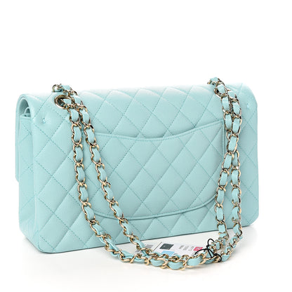Chanel Caviar Quilted Medium Double Flap Light Blue 2 of 10
