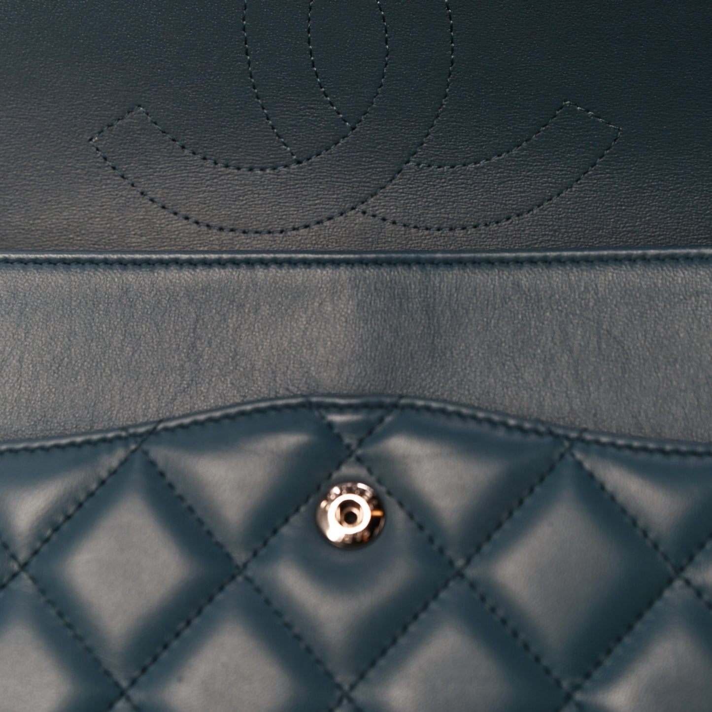 Lambskin Quilted Jumbo Double Flap Blue