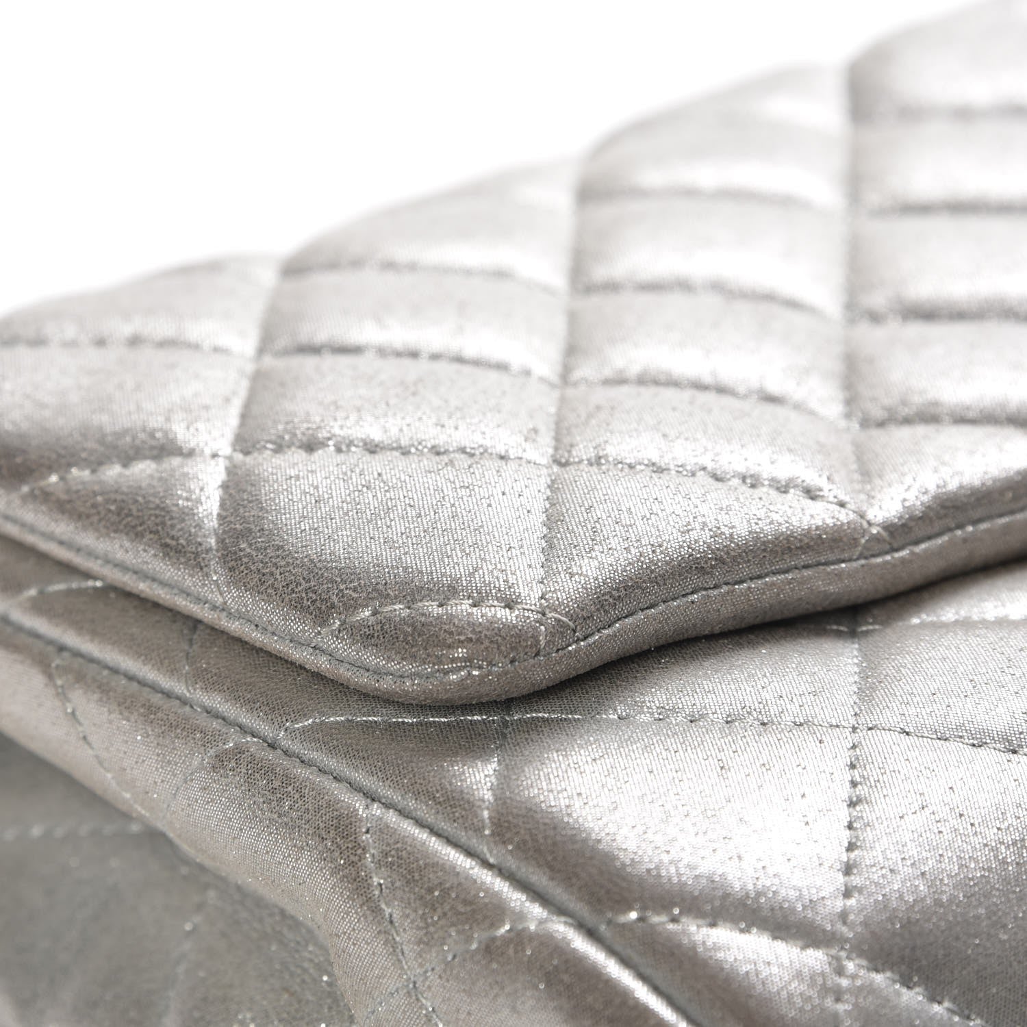 Chanel Iridescent Calfskin Clutch With Chain Flap Silver 11 of 14