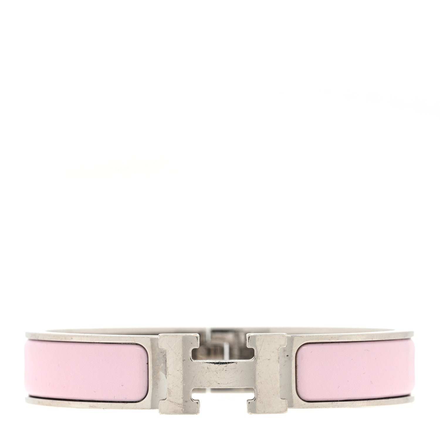 Hermes Enamel Narrow Clic Clac H Bracelet PM Rose Poudre 1 of 3
