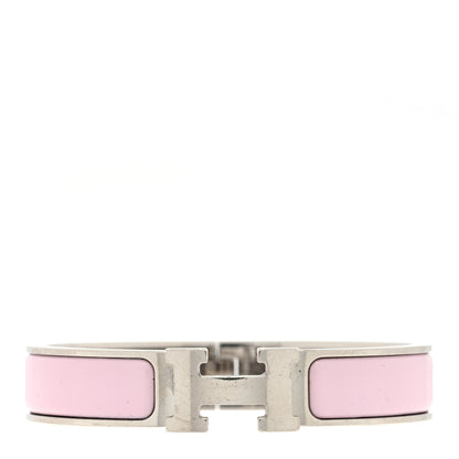 Hermes Enamel Narrow Clic Clac H Bracelet PM Rose Poudre 1 of 3
