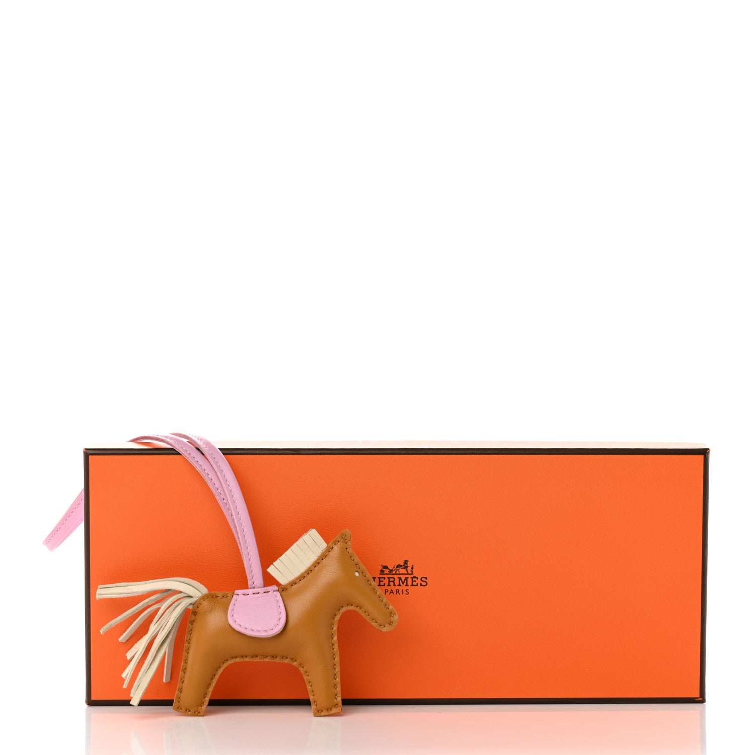 Hermes Milo Lambskin Grigri Rodeo Horse Bag Charm PM Sesame Mauve Sylvestre Craie 5 of 5