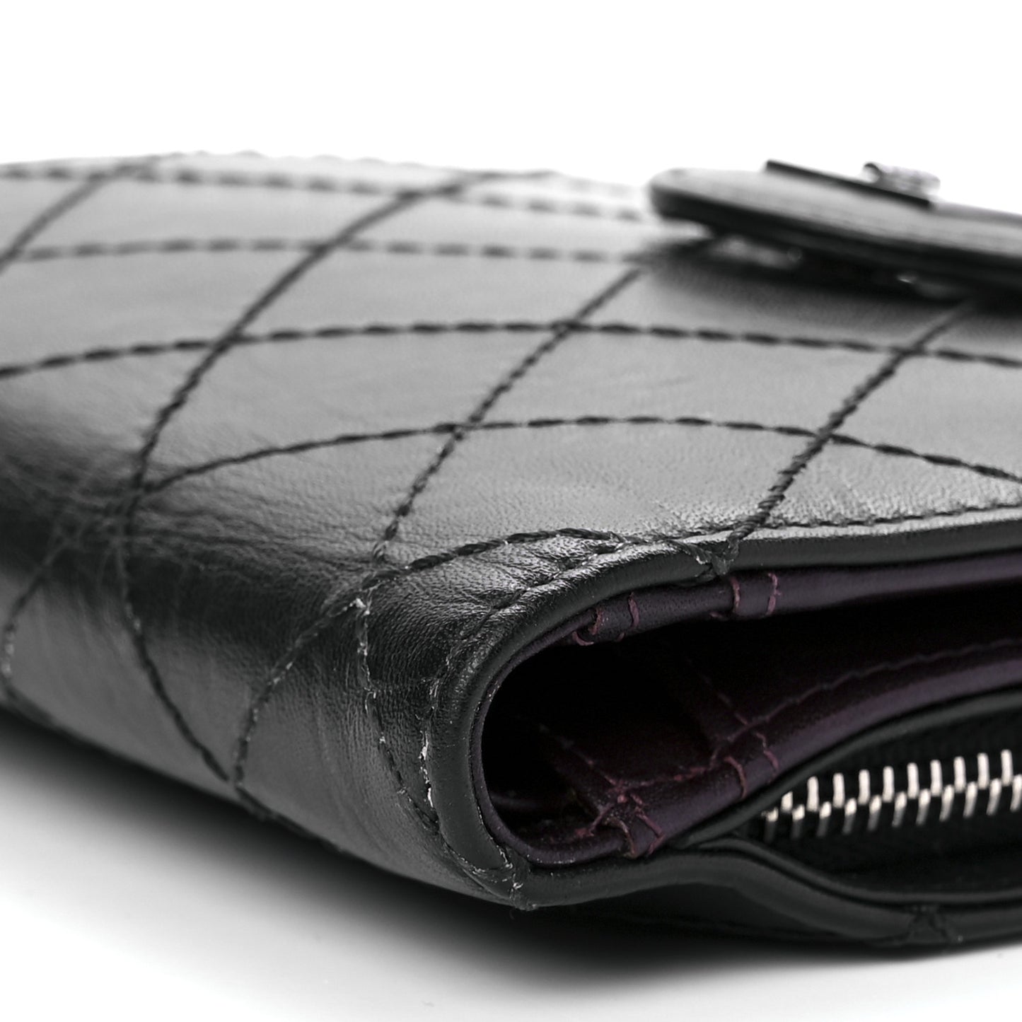 Aged Lambskin Quilted Reissue French Wallet Black