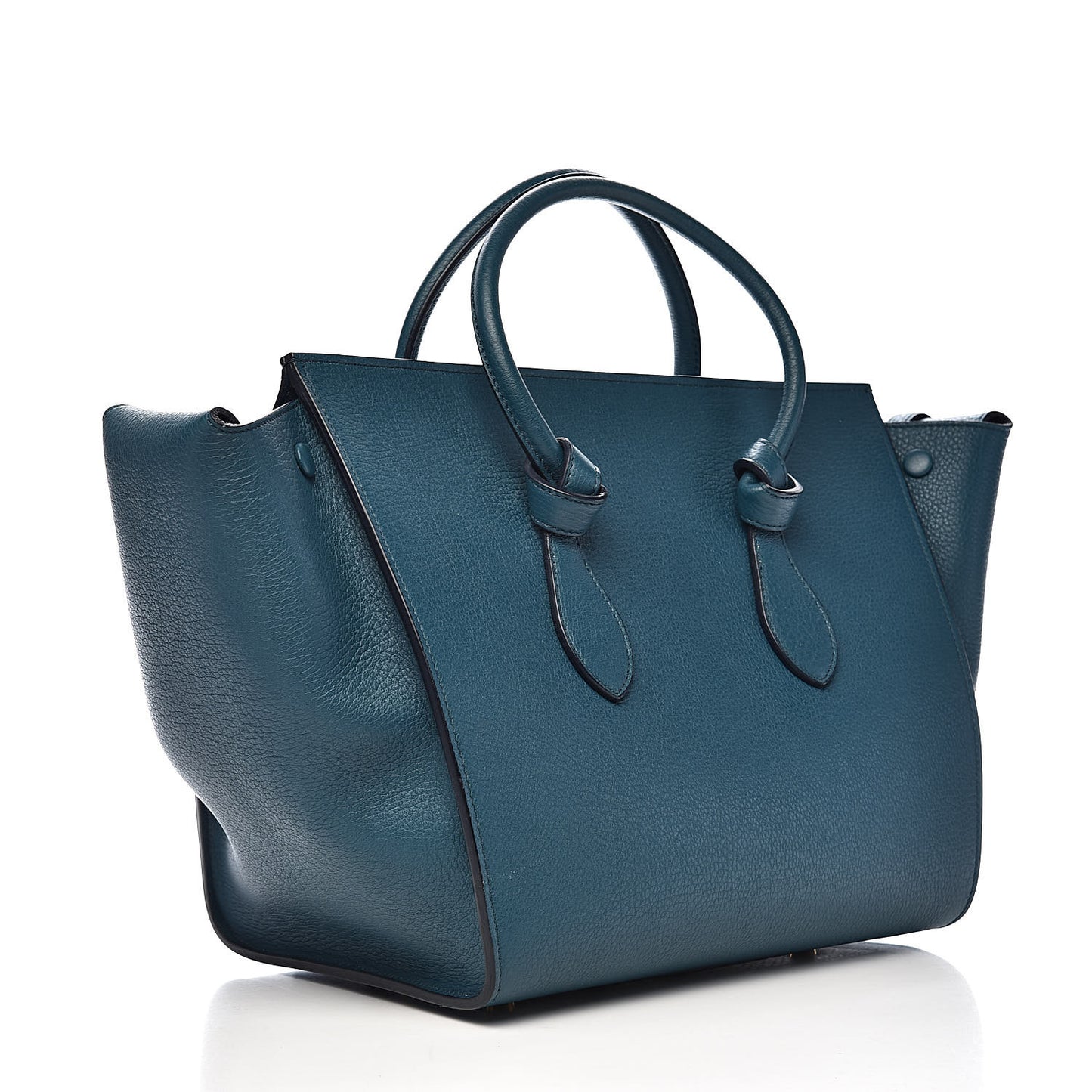 Crisped Calfskin Small Tie Knot Tote Metallic Blue