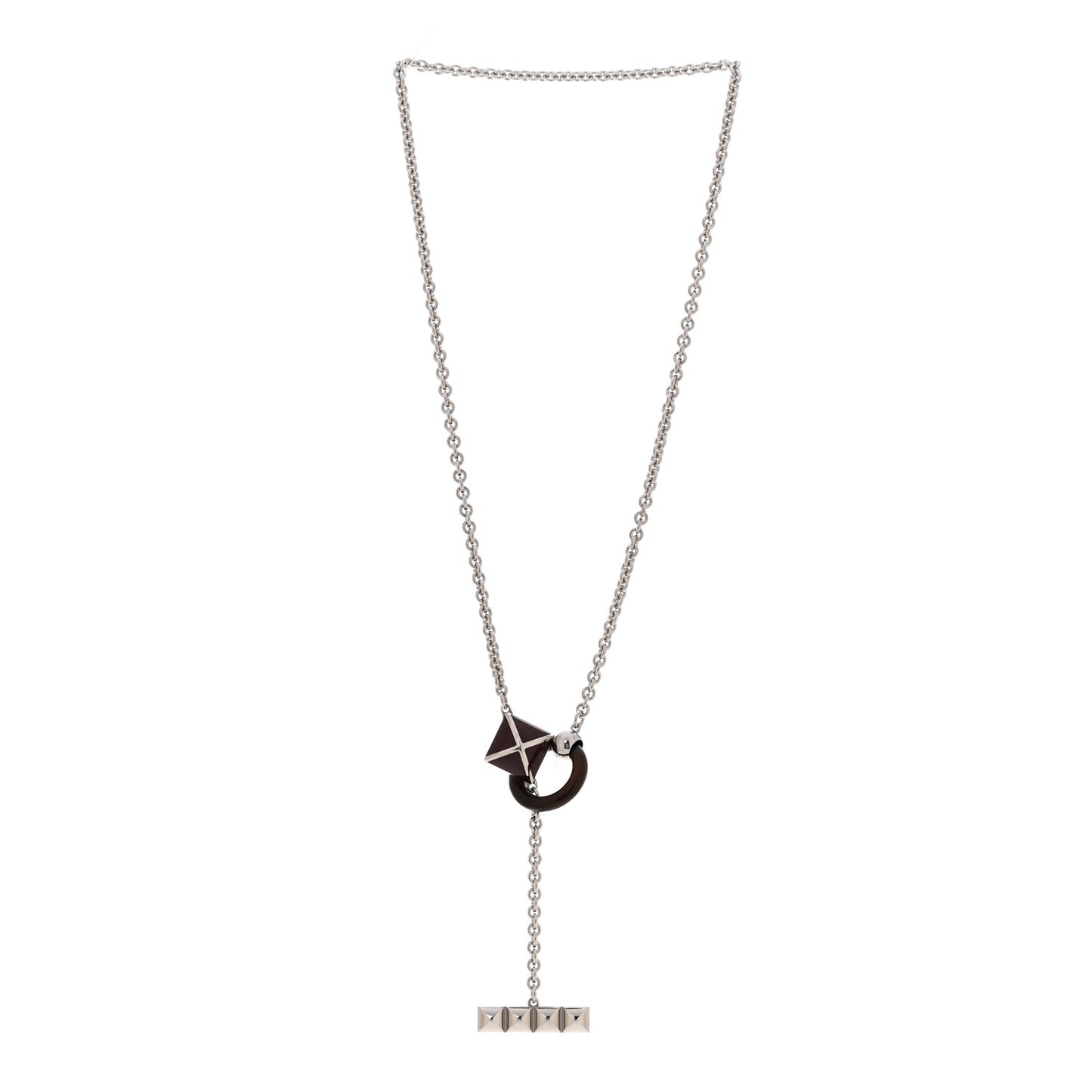 Palladium Buffalo Horn Medor XO Necklace  Black