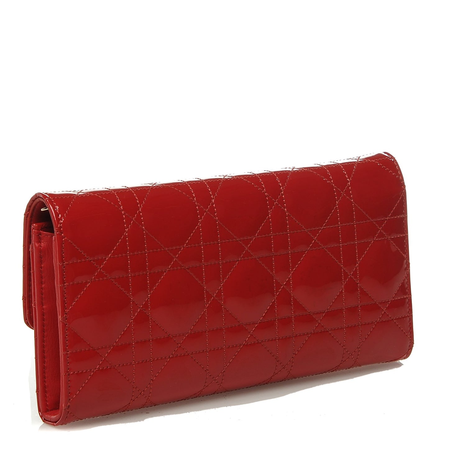 Patent Cannage Miss Dior Chain Wallet Red
