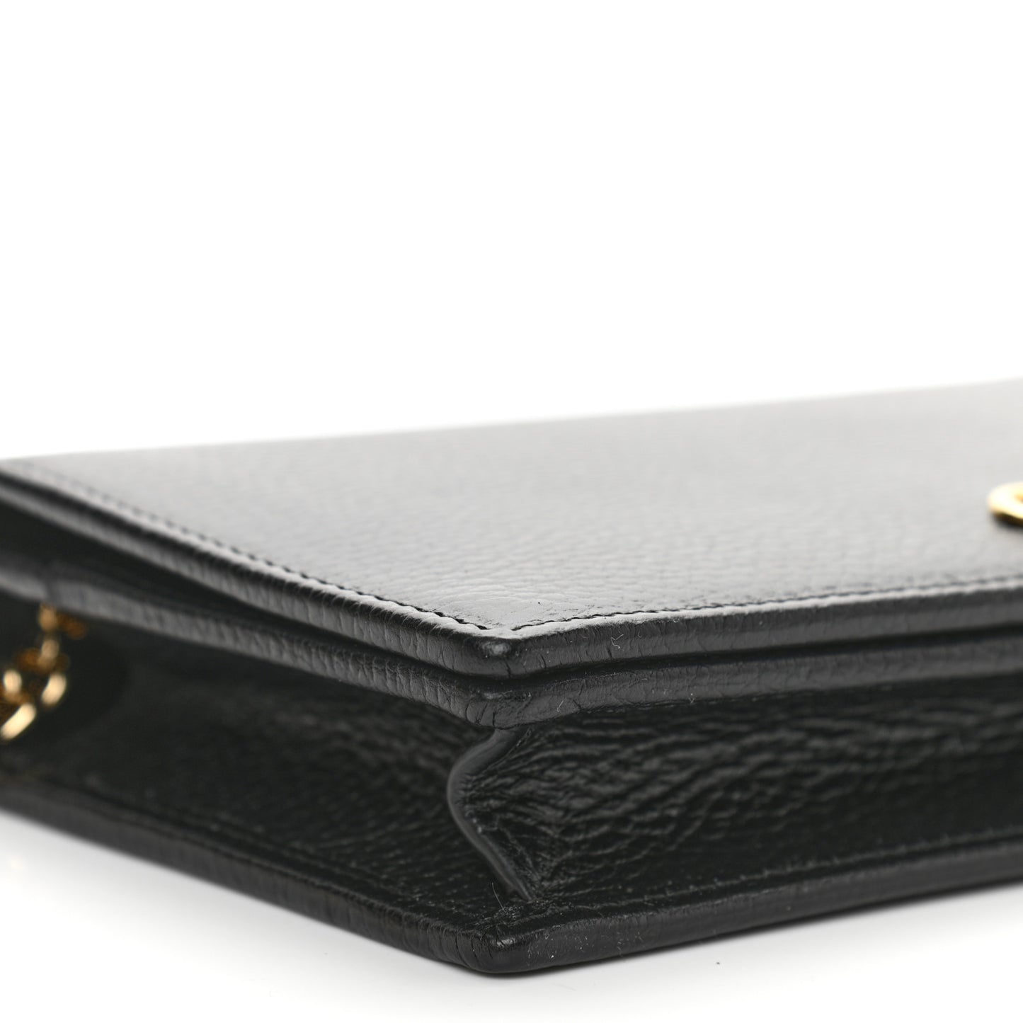 Calfskin Mini GG Marmont Chain Wallet Black