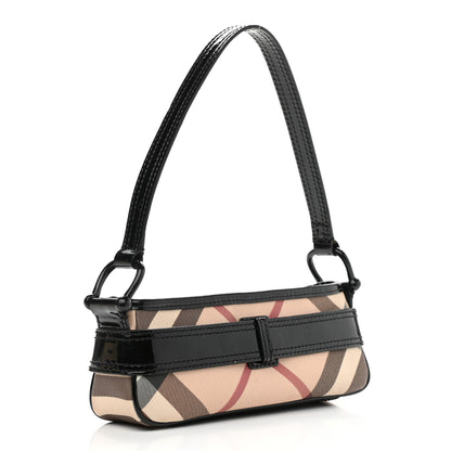 Burberry Patent Supernova Check Link Stirrup Small Bag Black 3 of 11