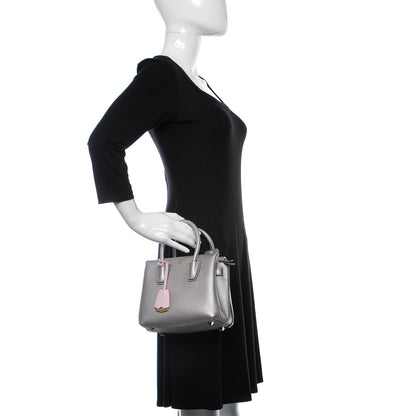 MCM Metallic Grained Calfskin Mini Milla Tote Spike Silver 3 of 15