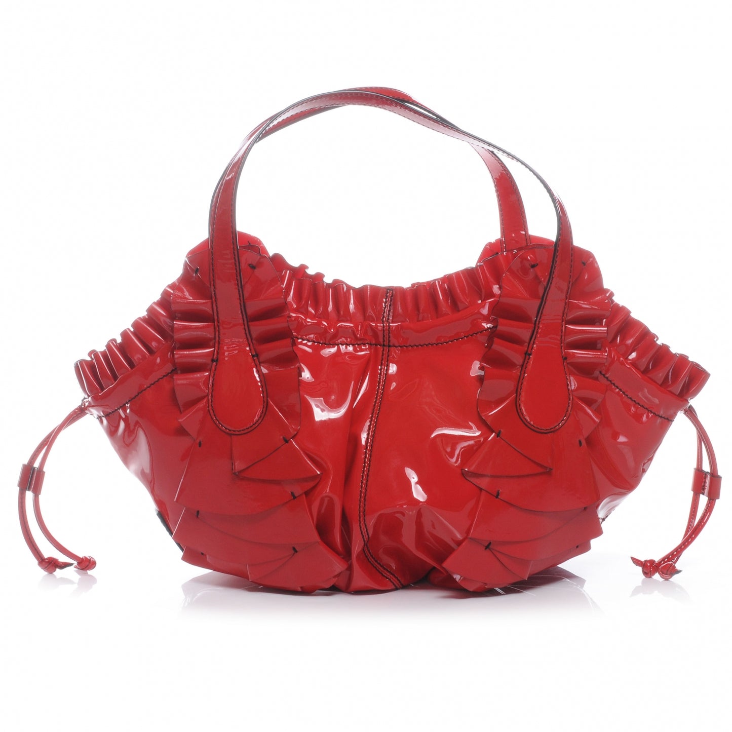 Patent Ruffle Idylle Bag Red