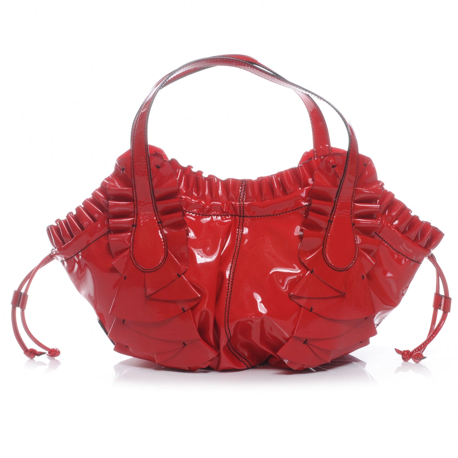 Valentino Garavani Patent Ruffle Idylle Bag Red 1 of 8