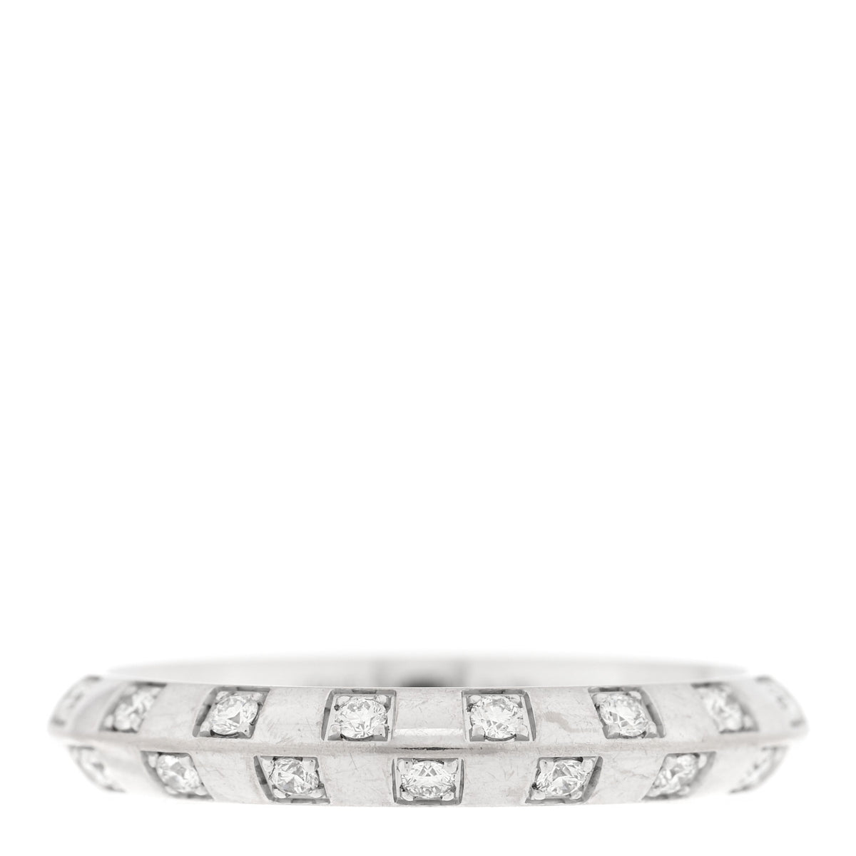 18K White Gold Diamond Le Damier Ring 60 9