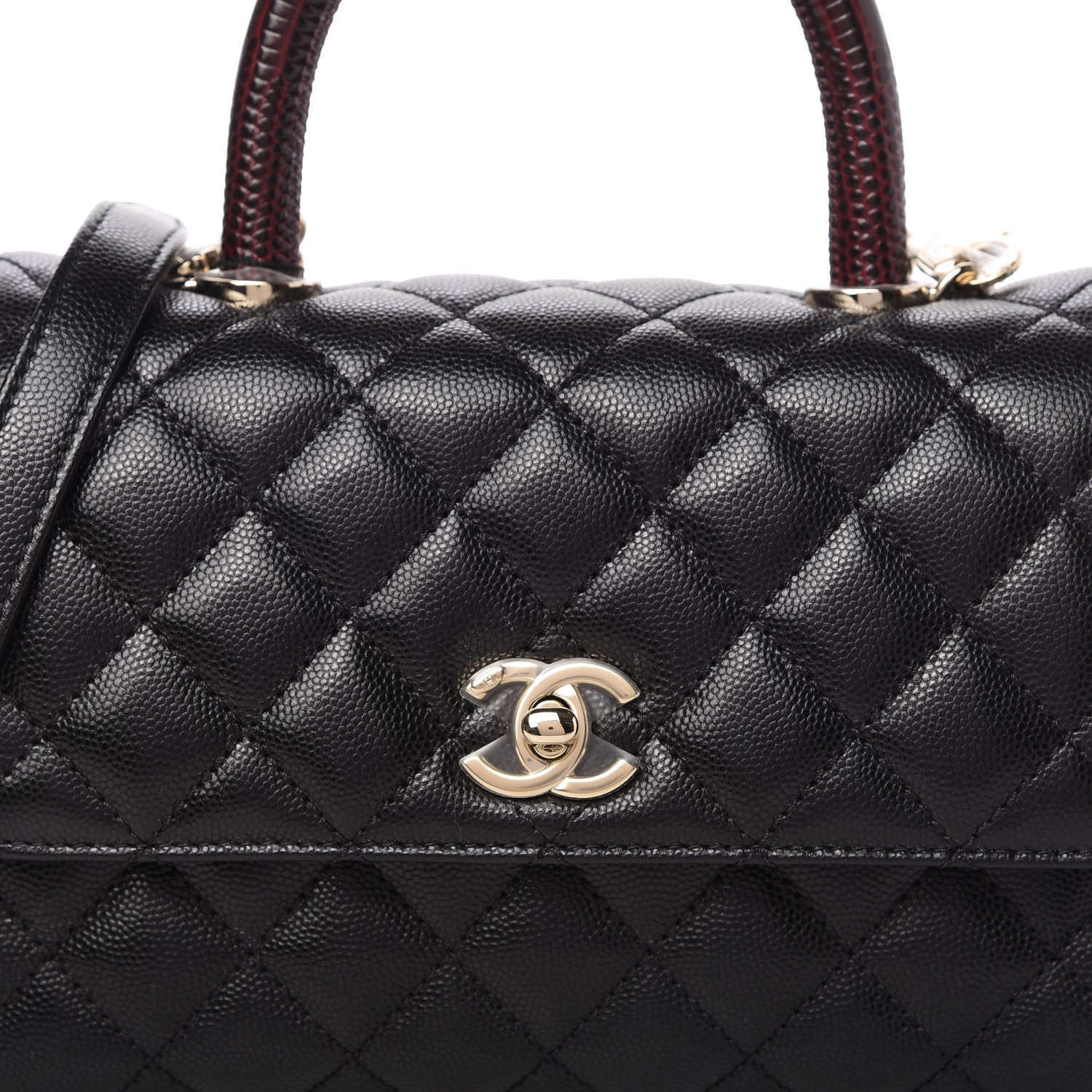 Chanel Caviar Lizard Embossed Quilted Mini Coco Handle Flap Black 10 of 11