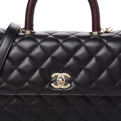 Chanel Caviar Lizard Embossed Quilted Mini Coco Handle Flap Black 10 of 11
