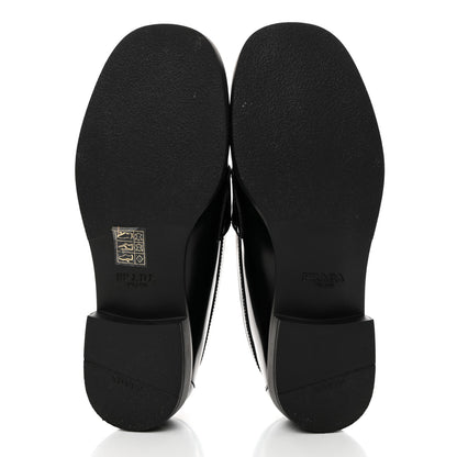 Prada Spazzolato Metal Triangle Logo 50mm Loafers 35 Black 5 of 9