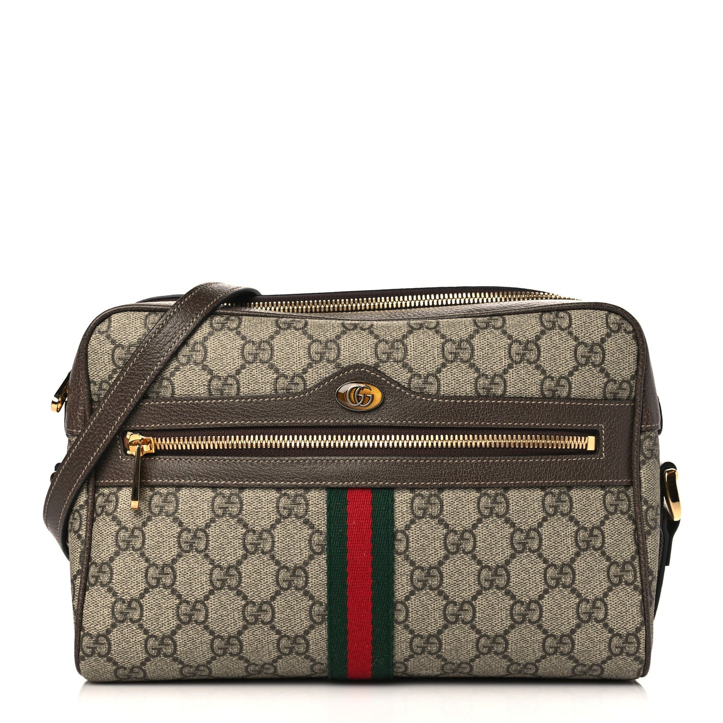 GG Supreme Monogram Web Small Ophidia Shoulder Bag Brown
