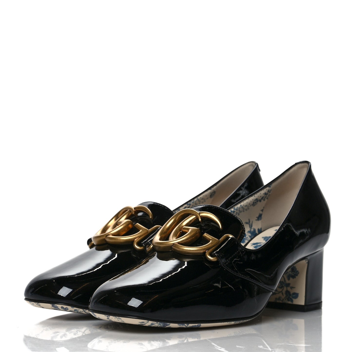 Vernice GG Victoire 55mm Loafer Pumps 38 Black