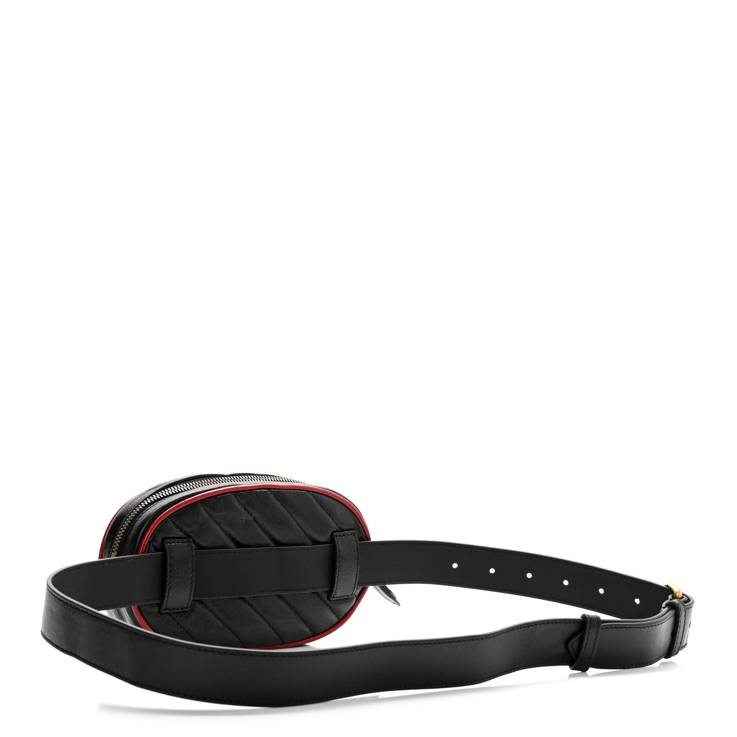 Gucci Azalea Calfskin Matelasse Diagonal Torchon GG Marmont Belt Bag 95 38 Black Romantic Cerise 3 of 11