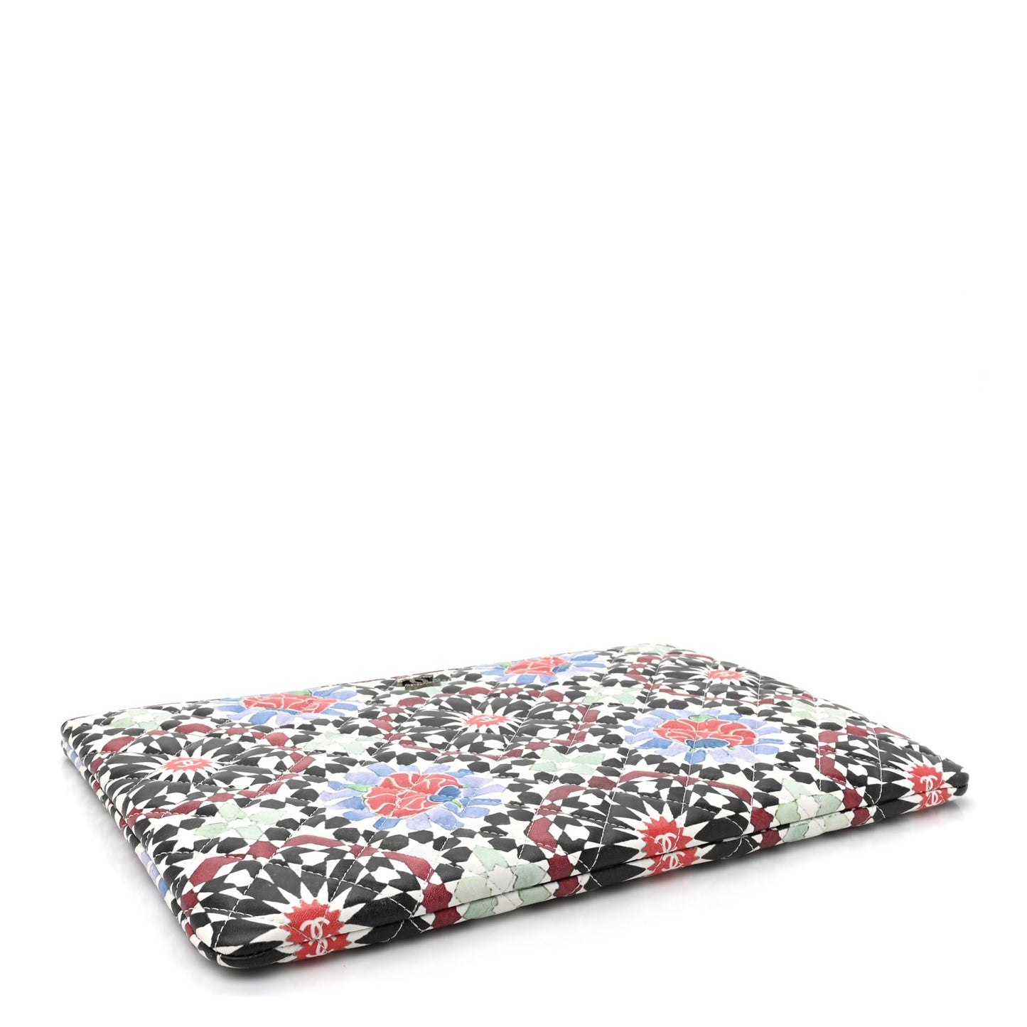 Glazed Lambskin Quilted Large Paris Dubai Cosmetic Case Multicolor