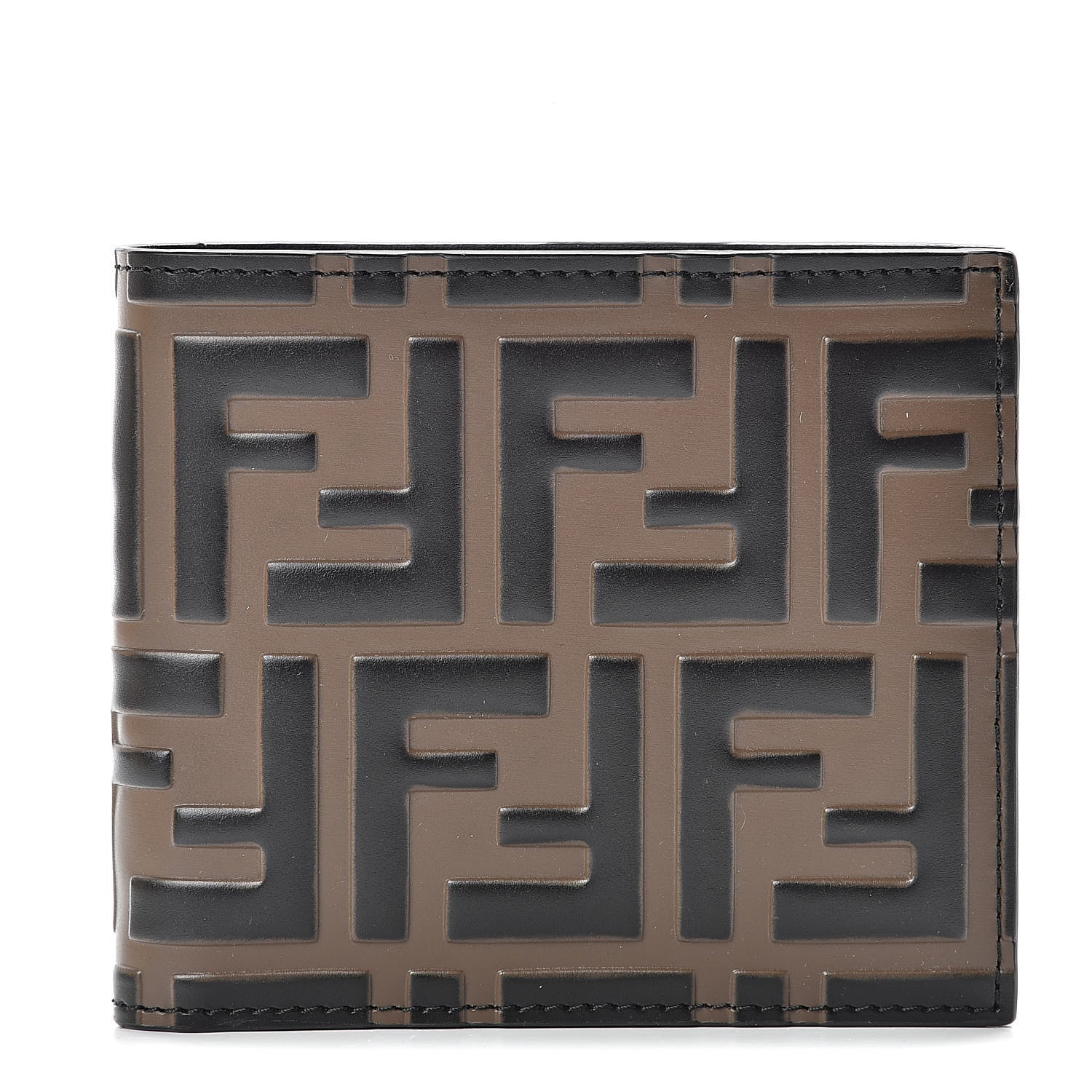 Fendi Vitello FF 1974 Embossed Bi-Fold Wallet Maya Black 1 of 8