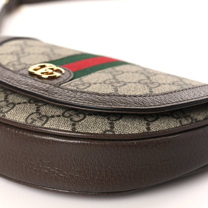 Gucci GG Supreme Monogram Textured Dollar Calfskin Web Mini Ophidia Flap Shoulder Bag Beige Ebony New Acero 9 of 10