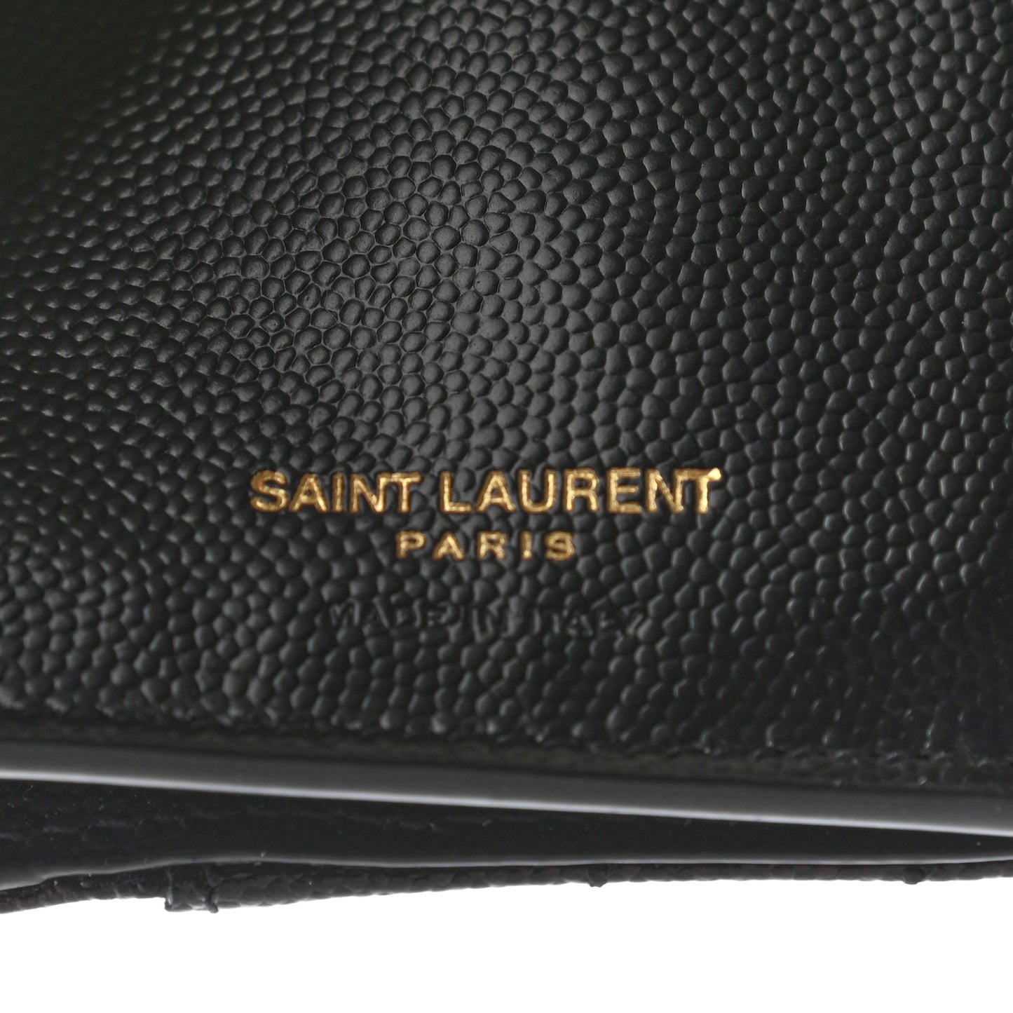 Grain De Poudre Matelasse Chevron Monogram Compact Tri Fold Wallet Black