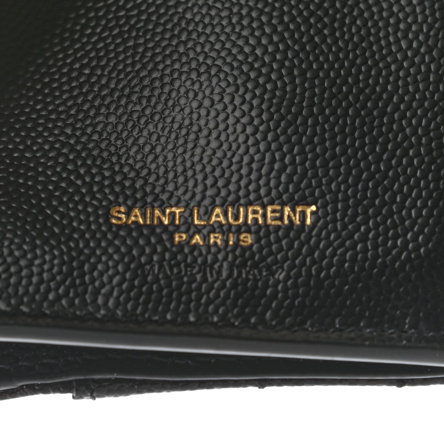 Saint Laurent Grain De Poudre Matelasse Chevron Monogram Compact Tri Fold Wallet Black 6 of 7