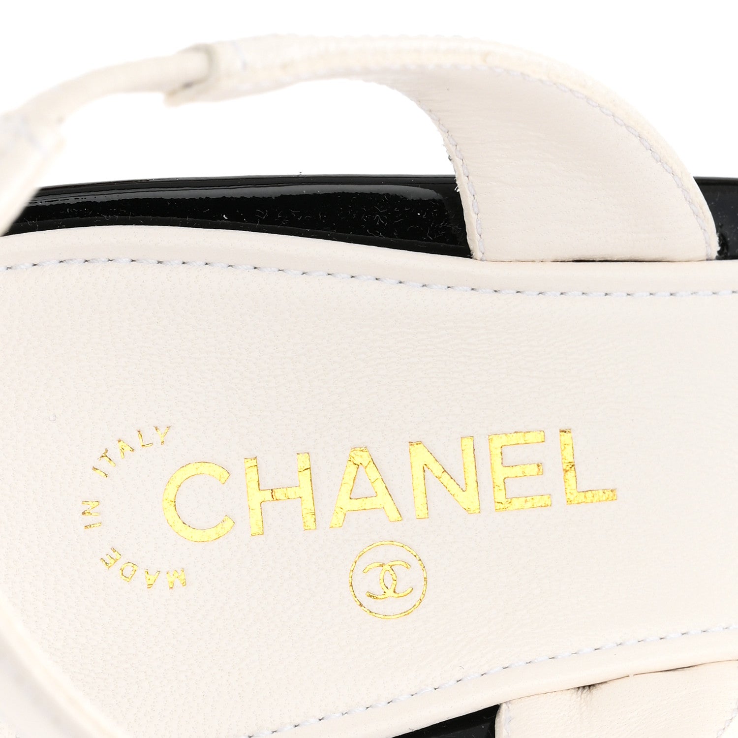 Chanel Lambskin Patent Calfskin Cap Toe CC Apple Slingback Pumps 40 White Black 8 of 10