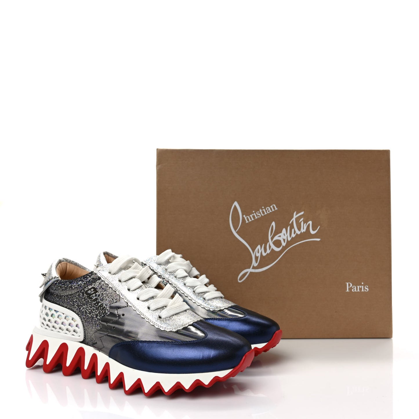 Laminated Nappa Calfskin Disco Queen Womens Loubishark Sneakers 37.5 Multicolor