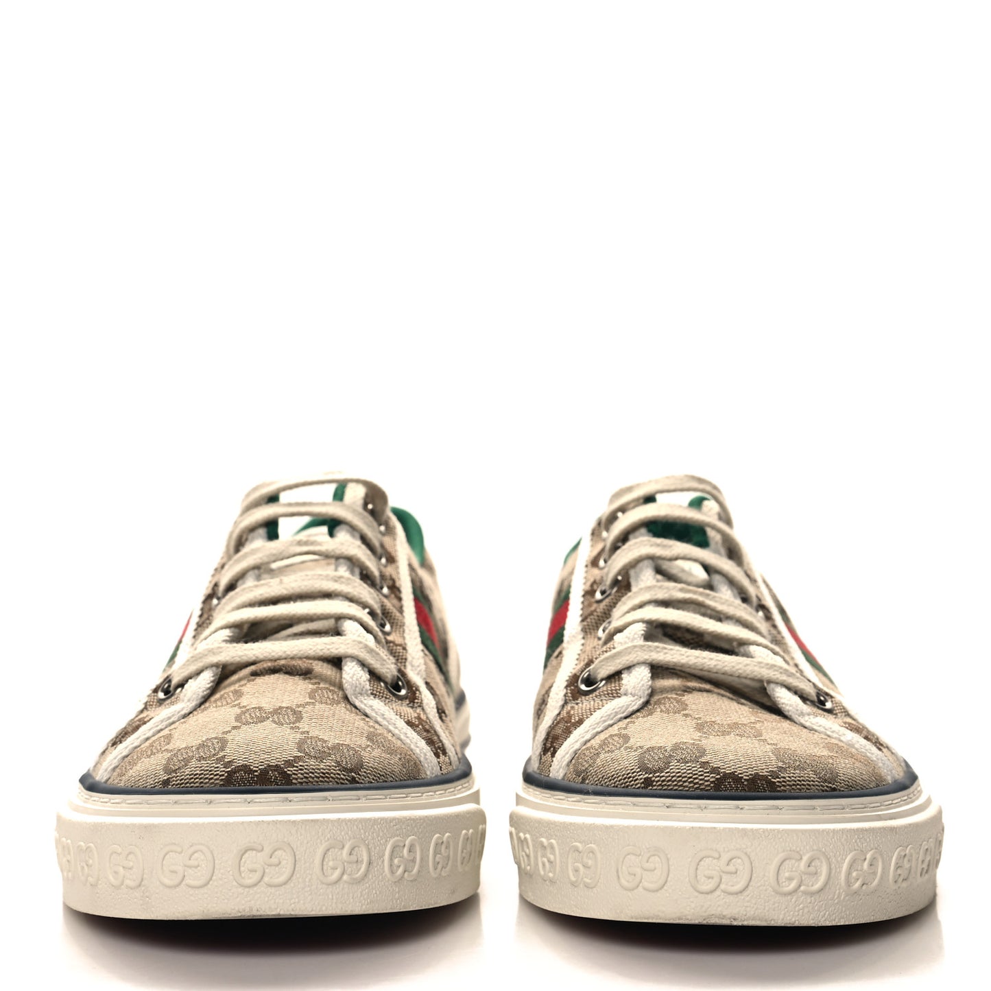 GG Monogram Web Womens 1977 Tennis Sneakers 40 Beige Ebony Mystic White