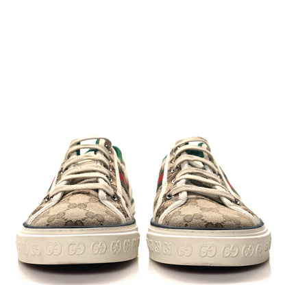 Gucci GG Monogram Web Womens 1977 Tennis Sneakers 40 Beige Ebony Mystic White 3 of 9