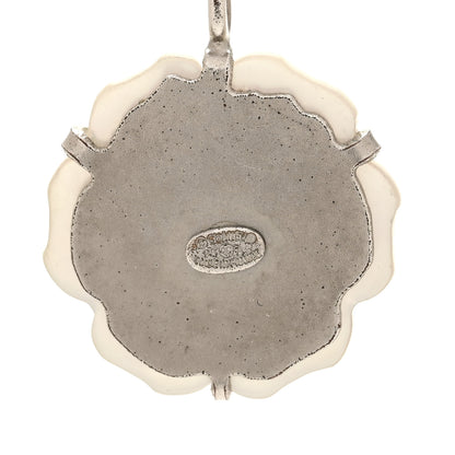 Chanel Mother of Pearl Camellia Pendant Necklace Silver White 6 of 6