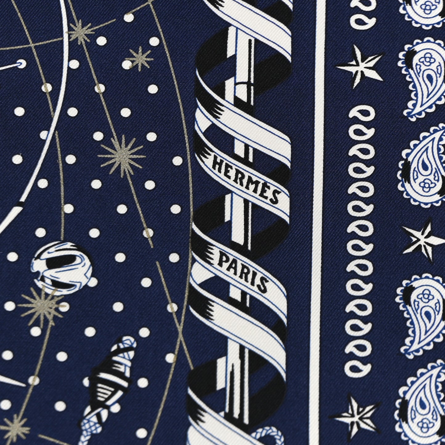 Silk Chorus Stellarum Bandana Scarf 55 Marine White Black