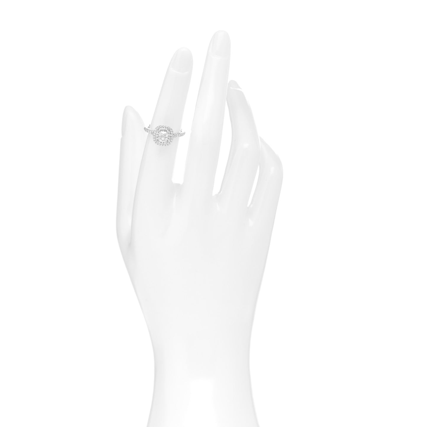 Platinum Diamond .55ct Soleste Cushion Cut Double Halo Engagement Ring 49 5