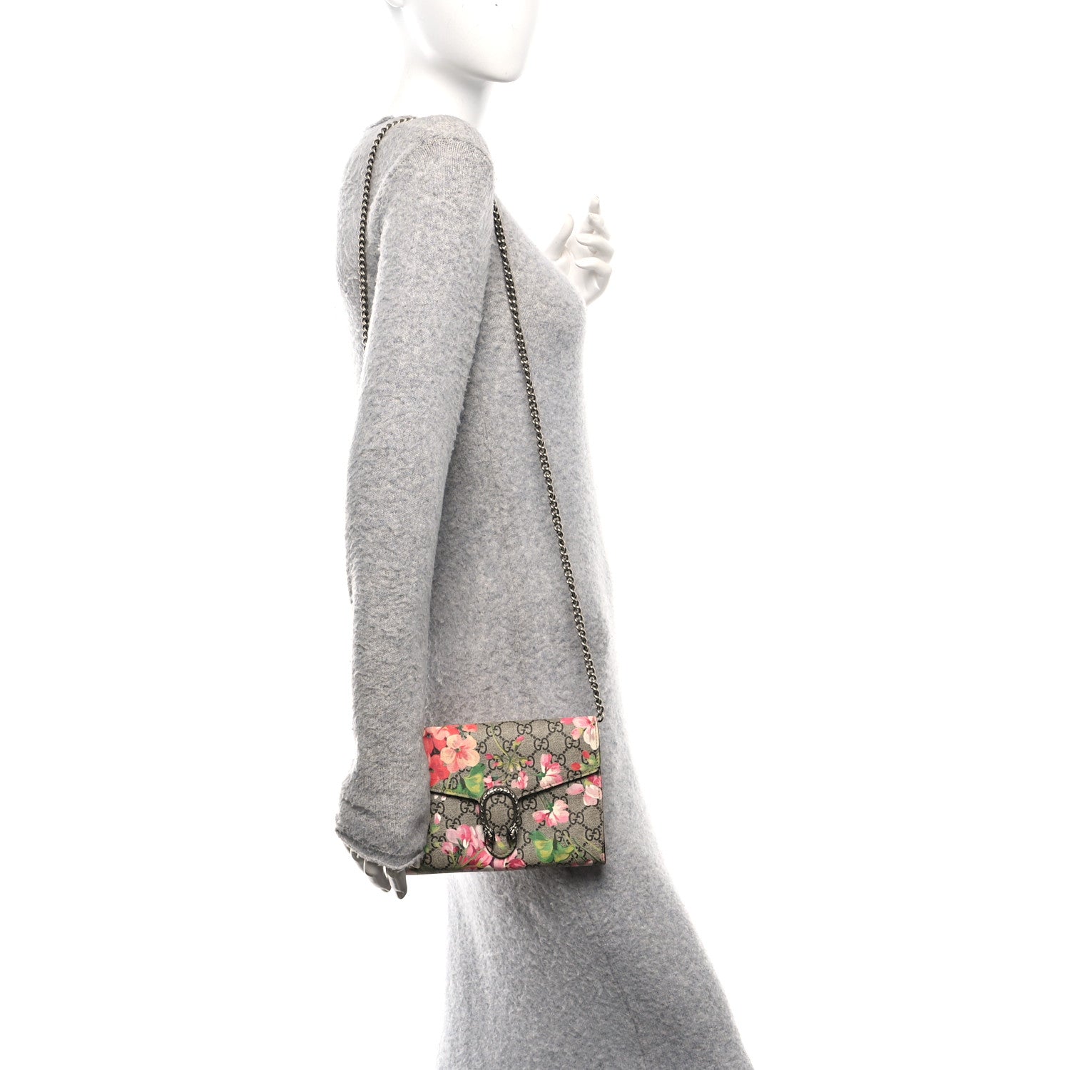 Gucci GG Supreme Monogram Blooms Mini Dionysus Chain Wallet Beige Multicolor Dry Rose 2 of 10