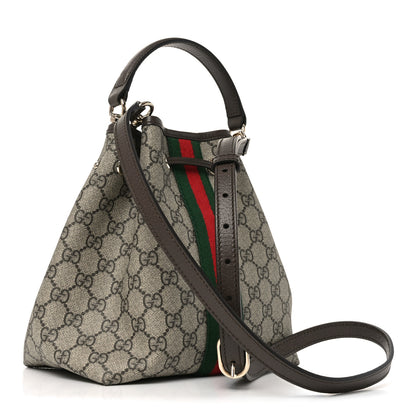 Gucci GG Supreme Monogram Web Small Ophidia Top Handle Bucket Bag Brown 3 of 10