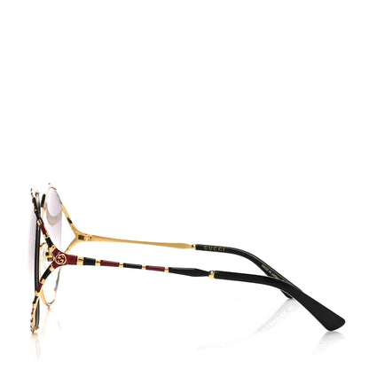 Gucci Metal Round Frame GG0595S Sunglasses Gold Black Red 3 of 7