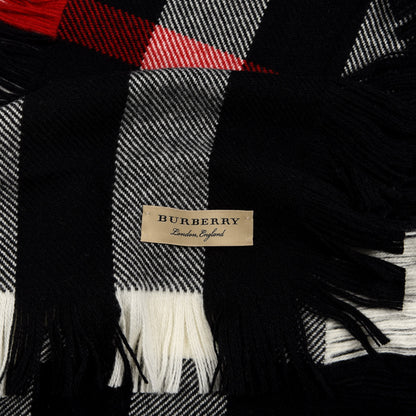 Burberry Wool Half Mega Check Fringe Scarf Black 3 of 4